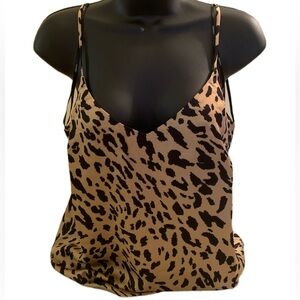 Forever 21 Cheetah Print Cami V-Neck w/ Adjustable Straps Small